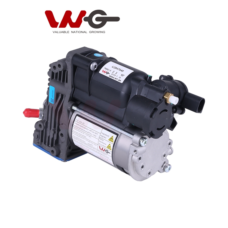 VNG air suspension compressor C2D47540 rear angle shot with labels