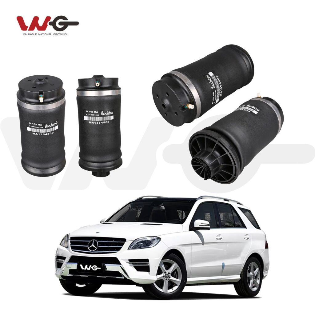 VNG air suspension spring bags for Mercedes‑Benz SUV, rubber air bellow repair kits displayed with matching vehicle model